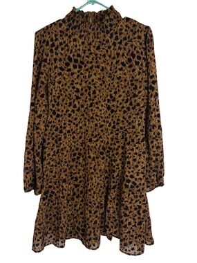 Rosie Harlow Smocked Neck Long Sleeve Knee Length Textured Dress Size XL